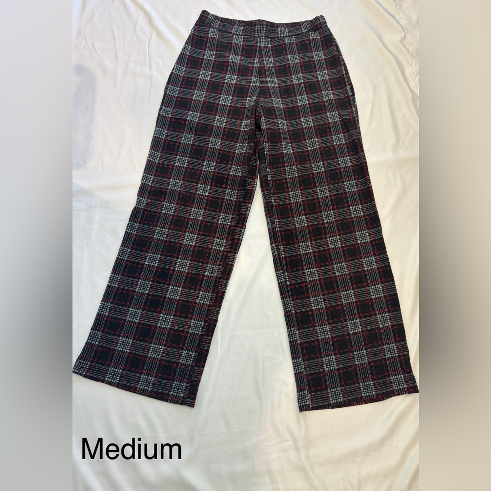 Stylish Plaid Women Pants - Black and Red